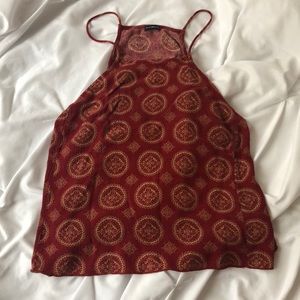 Red medallion halter top